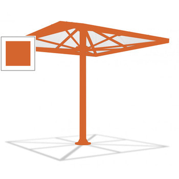 Überdachung Stahlschirm viereckig mit Kunststoffdach - für 8-10 Personen - 3.066 x 3.000 x 3.000 mm (HxBxT) - Farbe Signalorange RAL 2010 Signalorange