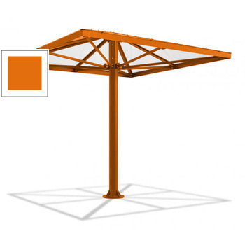 Überdachung Stahlschirm viereckig mit Kunststoffdach - für 8-10 Personen - 3.066 x 3.000 x 3.000 mm (HxBxT) - Farbe Tieforange RAL 2011 Tieforange