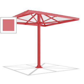 Überdachung Stahlschirm viereckig mit Kunststoffdach - für 8-10 Personen - 3.066 x 3.000 x 3.000 mm (HxBxT) - Farbe Altrosa RAL 3014 Altrosa