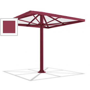 Überdachung Stahlschirm viereckig mit Kunststoffdach - für 8-10 Personen - 3.066 x 3.000 x 3.000 mm (HxBxT) - Farbe rotviolett RAL 4002 Rotviolett