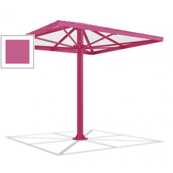 Überdachung Stahlschirm viereckig mit Kunststoffdach - für 8-10 Personen - 3.066 x 3.000 x 3.000 mm (HxBxT) - Farbe Erikaviolett RAL 4003 Erikaviolett