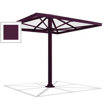 Überdachung Stahlschirm viereckig mit Kunststoffdach - für 8-10 Personen - 3.066 x 3.000 x 3.000 mm (HxBxT) - Farbe Purpurviolett RAL 4007 Purpurviolett