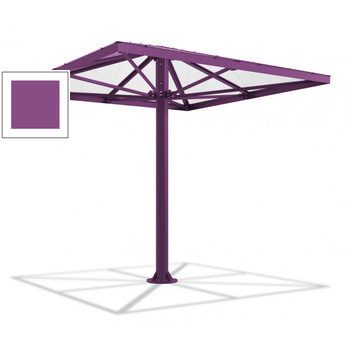 Überdachung Stahlschirm viereckig mit Kunststoffdach - für 8-10 Personen - 3.066 x 3.000 x 3.000 mm (HxBxT) - Farbe Signalviolett RAL 4008 Signalviolett