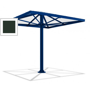 Überdachung Stahlschirm viereckig mit Kunststoffdach - für 8-10 Personen - 3.066 x 3.000 x 3.000 mm (HxBxT) - Farbe ultramarinblau RAL 5002 Ultramarinblau