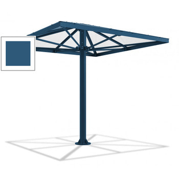 Überdachung Stahlschirm viereckig mit Kunststoffdach - für 8-10 Personen - 3.066 x 3.000 x 3.000 mm (HxBxT) - Farbe Azurblau RAL 5009 Azurblau
