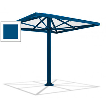 Überdachung Stahlschirm viereckig mit Kunststoffdach - für 8-10 Personen - 3.066 x 3.000 x 3.000 mm (HxBxT) - Farbe enzianblau RAL 5010 Enzianblau