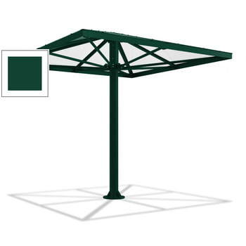 Überdachung Stahlschirm viereckig mit Kunststoffdach - für 8-10 Personen - 3.066 x 3.000 x 3.000 mm (HxBxT) - Farbe moosgrün RAL 6005 Moosgrün
