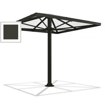 Überdachung Stahlschirm viereckig mit Kunststoffdach - für 8-10 Personen - 3.066 x 3.000 x 3.000 mm (HxBxT) - Farbe schwarzoliv RAL 6015 Schwarzoliv