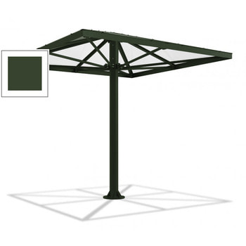 Überdachung Stahlschirm viereckig mit Kunststoffdach - für 8-10 Personen - 3.066 x 3.000 x 3.000 mm (HxBxT) - Farbe Chromoxidgrün RAL 6020 Chromoxidgrün
