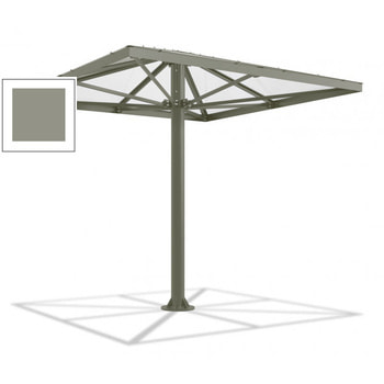 Überdachung Stahlschirm viereckig mit Kunststoffdach - für 8-10 Personen - 3.066 x 3.000 x 3.000 mm (HxBxT) - Farbe Steingrau RAL 7030 Steingrau