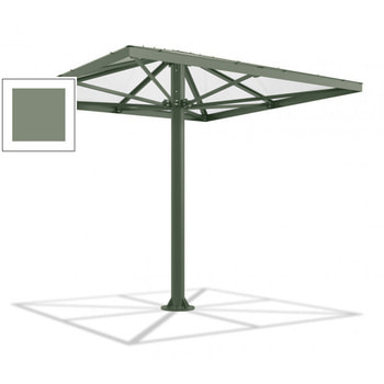 Überdachung Stahlschirm viereckig mit Kunststoffdach - für 8-10 Personen - 3.066 x 3.000 x 3.000 mm (HxBxT) - Farbe Zementgrau RAL 7033 Zementgrau