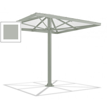 Überdachung Stahlschirm viereckig mit Kunststoffdach - für 8-10 Personen - 3.066 x 3.000 x 3.000 mm (HxBxT) - Farbe Achatgrau RAL 7038 Achatgrau