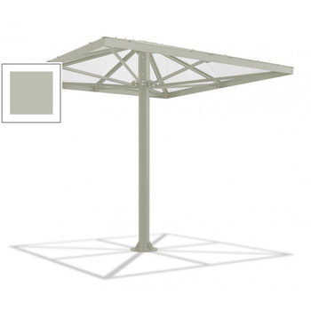 Überdachung Stahlschirm viereckig mit Kunststoffdach - für 8-10 Personen - 3.066 x 3.000 x 3.000 mm (HxBxT) - Farbe Seidengrau RAL 7044 Seidengrau