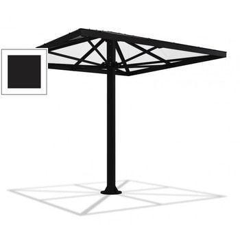Überdachung Stahlschirm viereckig mit Kunststoffdach - für 8-10 Personen - 3.066 x 3.000 x 3.000 mm (HxBxT) - Farbe schwarzbraun RAL 8022 Schwarzbraun