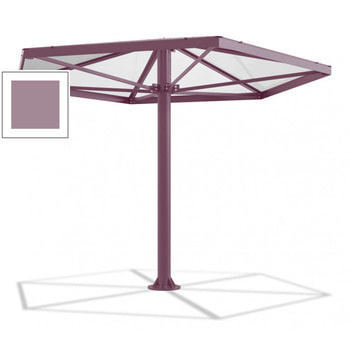 Überdachung Stahlschirm sechseckig mit Kunststoffdach - für 6-7 Personen - 3.046 x 3.950 x 3.450 mm (HxBxT) - Farbe Pastellviolett RAL 4009 Pastellviolett