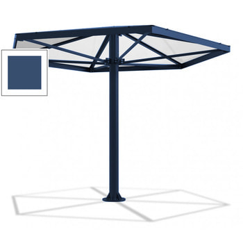 Überdachung Stahlschirm sechseckig mit Kunststoffdach - für 6-7 Personen - 3.046 x 3.950 x 3.450 mm (HxBxT) - Farbe Violettblau RAL 5000 Violettblau