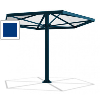 Überdachung Stahlschirm sechseckig mit Kunststoffdach - für 6-7 Personen - 3.046 x 3.950 x 3.450 mm (HxBxT) - Farbe grünblau RAL 5001 Grünblau