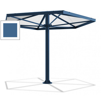 Überdachung Stahlschirm sechseckig mit Kunststoffdach - für 6-7 Personen - 3.046 x 3.950 x 3.450 mm (HxBxT) - Farbe brillantblau RAL 5007 Brillantblau