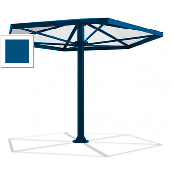Überdachung Stahlschirm sechseckig mit Kunststoffdach - für 6-7 Personen - 3.046 x 3.950 x 3.450 mm (HxBxT) - Farbe enzianblau RAL 5010 Enzianblau