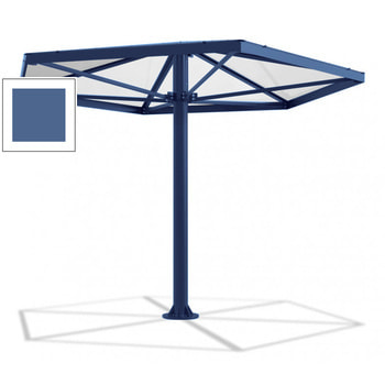 Überdachung Stahlschirm sechseckig mit Kunststoffdach - für 6-7 Personen - 3.046 x 3.950 x 3.450 mm (HxBxT) - Farbe Fernblau RAL 5023 Fernblau
