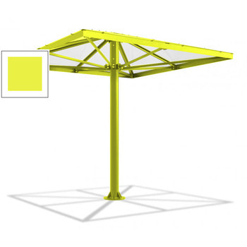 Überdachung Stahlschirm viereckig mit Kunststoffdach - für 8-10 Personen - 3.066 x 3.000 x 3.000 mm (HxBxT) - Farbe Schwefelgelb RAL 1016 Schwefelgelb