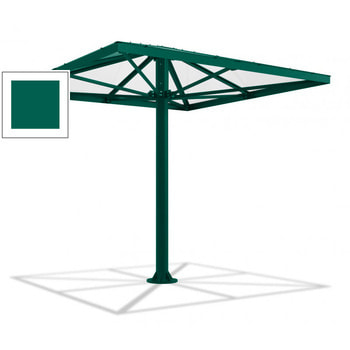 Überdachung Stahlschirm viereckig mit Kunststoffdach - für 8-10 Personen - 3.066 x 3.000 x 3.000 mm (HxBxT) - Farbe Opalgrün RAL 6026 Opalgrün