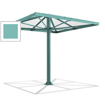 Überdachung Stahlschirm viereckig mit Kunststoffdach - für 8-10 Personen - 3.066 x 3.000 x 3.000 mm (HxBxT) - Farbe Lichtgrün RAL 6027 Lichtgrün
