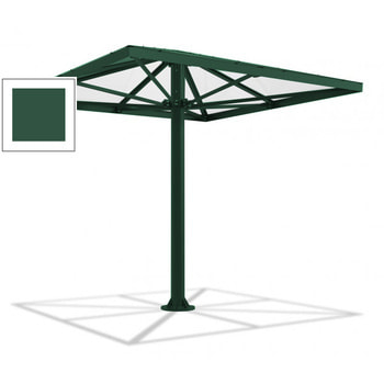 Überdachung Stahlschirm viereckig mit Kunststoffdach - für 8-10 Personen - 3.066 x 3.000 x 3.000 mm (HxBxT) - Farbe Kieferngrün RAL 6028 Kieferngrün
