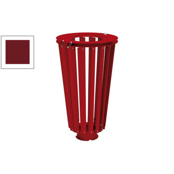 Mülleimer aus Stahl - 80 Liter - Deckel mit Dreikantschloss - Farbe purpurrot RAL 3004 Purpurrot