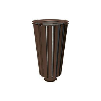 Mülleimer aus Stahl mit feuerverzinktem Eimer - 80 Liter - Deckel mit Dreikantschloss - Farbe Schokoladenbraun RAL 8017 Schokoladenbraun