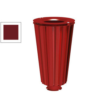 Mülleimer aus Stahl mit farbbeschichtetem Eimer, Volumen 80 Liter, Farbe Purpurrot (RAL 3004)