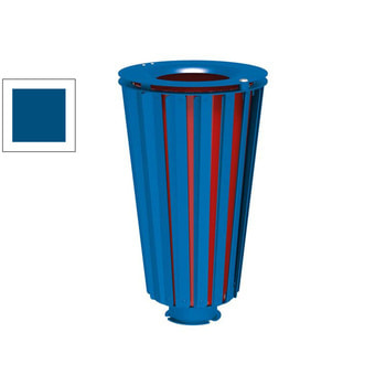Mülleimer aus Stahl mit farbbeschichtetem Eimer - 80 Liter - Deckel mit Dreikantschloss - Farbe enzianblau RAL 5010 Enzianblau
