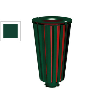 Mülleimer aus Stahl mit farbbeschichtetem Eimer - 80 Liter - Deckel mit Dreikantschloss - Farbe moosgrün RAL 6005 Moosgrün