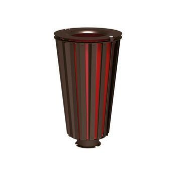 Mülleimer aus Stahl mit farbbeschichtetem Eimer - 80 Liter - Deckel mit Dreikantschloss - Farbe Schokoladenbraun RAL 8017 Schokoladenbraun