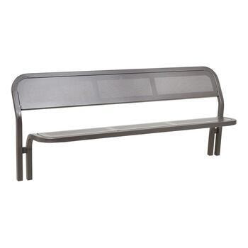 Sitzbank gelochtes Stahlblech - 850 x 2.000 x 602 mm (HxBxT) - mit Rückenlehne - verzinkt - Einbetonierung - Farbe grau Grau