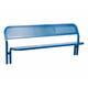 Sitzbank mit Rückenlehne, Flächen aus gelochtem Stahlblech, Farbe Enzianblau (RAL 5010)