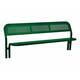 Sitzbank mit Rückenlehne, Flächen aus gelochtem Stahlblech, Farbe Moosgrün (RAL 6005)