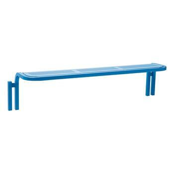Sitzbank gelochtes Stahlblech - 455 x 2.000 x 450 mm (HxBxT) - verzinkt - Einbetonierung - Farbe enzianblau RAL 5010 Enzianblau
