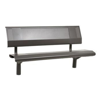 Sitzbank - mit Rückenlehne - gelochtes Blech - platzsparend - zum Einbetonieren - 860 x 1.500 x 650 mm (HxBxT) - Farbe grau Grau
