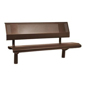 Sitzbank - mit Rückenlehne - gelochtes Blech - platzsparend - zum Einbetonieren - 860 x 1.500 x 650 mm (HxBxT) - Farbe Schokoladenbraun RAL 8017 Schokoladenbraun
