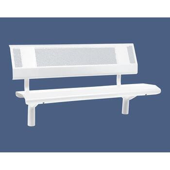 Sitzbank - mit Rückenlehne - gelochtes Blech - platzsparend - zum Einbetonieren - 860 x 1.500 x 650 mm (HxBxT) - Farbe reinweiß RAL 9010 Reinweiß