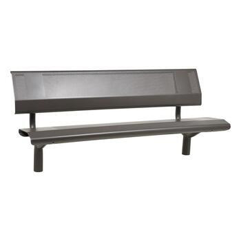 Sitzbank - mit Rückenlehne - gelochtes Blech - platzsparend - zum Einbetonieren - 860 x 1.800 x 650 mm (HxBxT) - Farbe grau Grau