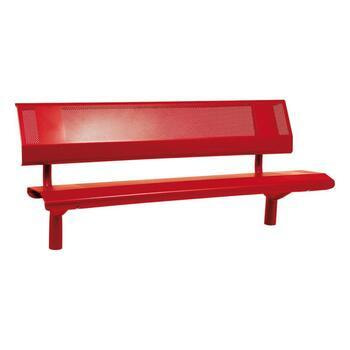 Sitzbank - mit Rückenlehne - gelochtes Blech - platzsparend - zum Einbetonieren - 860 x 1.800 x 650 mm (HxBxT) - Farbe purpurrot RAL 3004 Purpurrot
