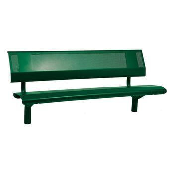 Sitzbank - mit Rückenlehne - gelochtes Blech - platzsparend - zum Einbetonieren - 860 x 1.800 x 650 mm (HxBxT) - Farbe moosgrün RAL 6005 Moosgrün