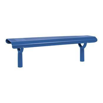 Sitzbank - gelochtes Blech - platzsparend - zum Einbetonieren - 450 x 1.500 x 365 mm (HxBxT) - Farbe enzianblau RAL 5010 Enzianblau