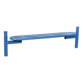 Stahlblech Sitzbank abgerundet - Pfosten mit Ringkopf - 450 x 1.800 x 560 mm HxBxT) - Farbe enzianblau RAL 5010 Enzianblau