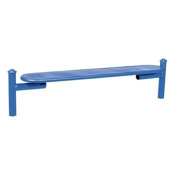 Stahlblech Sitzbank abgerundet - Pfosten mit Helmkopf - 450 x 1.800 x 560 mm HxBxT) - Farbe enzianblau RAL 5010 Enzianblau
