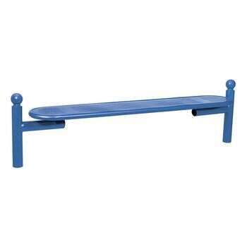 Stahlblech Sitzbank abgerundet - Pfosten mit Kugelkopf - 450 x 1.800 x 560 mm HxBxT) - Farbe enzianblau RAL 5010 Enzianblau