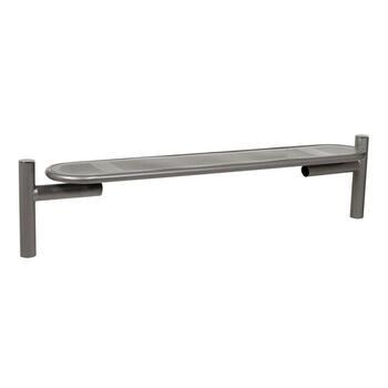 Stahlblech Sitzbank abgerundet - Pfosten mit Edelstahlkappe - 450 x 1.800 x 560 mm HxBxT) - Farbe grau Grau