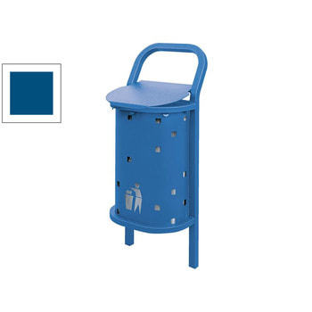Mülleimer mit gelochtem Korpus - 50 Liter - 1.100 x 490 mm (HxB) - Einbetonierung - Farbe enzianblau RAL 5010 Enzianblau
